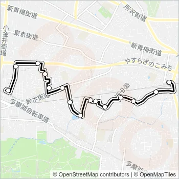 ＮＩ田無駅〜花小金井駅 Bus Line Map