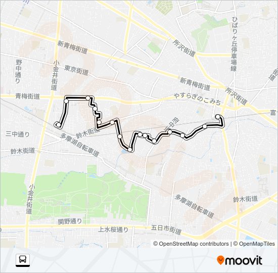 ＮＩ田無駅〜花小金井駅 Bus Line Map
