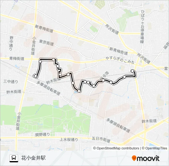 ＮＩ田無駅〜花小金井駅 バスの路線図