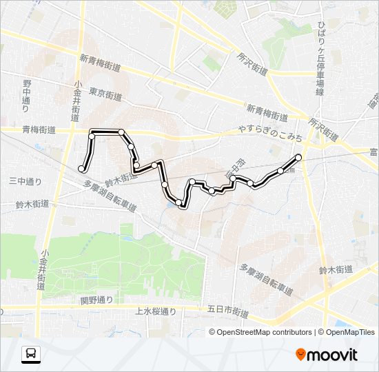 ＮＩ花小金井駅〜田無駅 Bus Line Map
