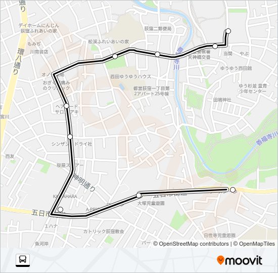 シャレール荻窪〜五日市営 Bus Line Map