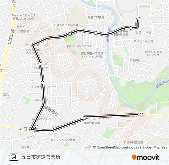 シャレール荻窪〜五日市営 バスの路線図