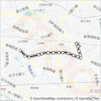 下井草駅〜青梅街道営業所 Bus Line Map