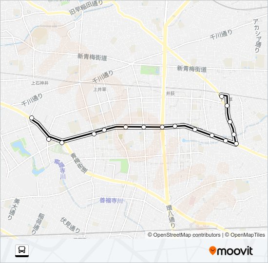 下井草駅〜青梅街道営業所 Bus Line Map