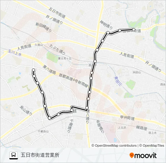 久我山病院〜五日市（営） Bus Line Map