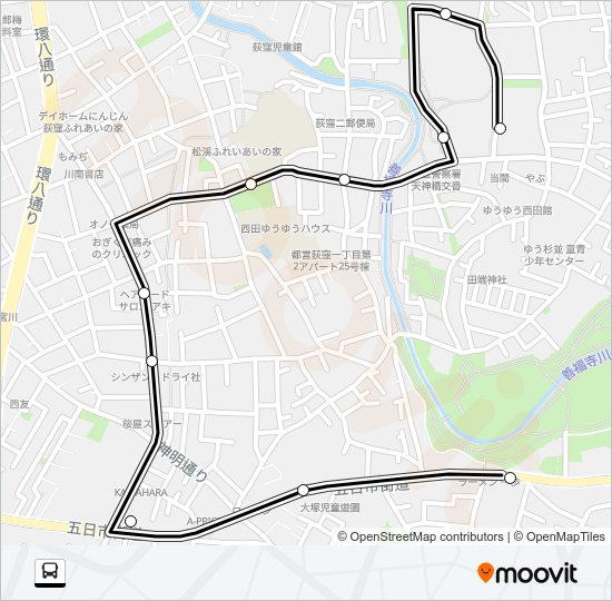 五日市営〜シャレール荻窪 Bus Line Map