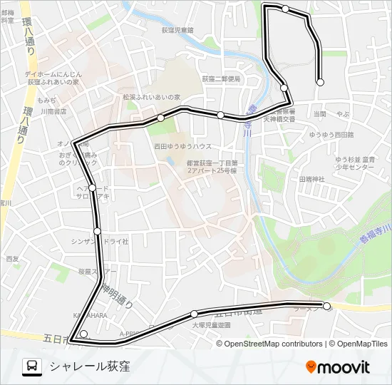 五日市営〜シャレール荻窪 Bus Line Map