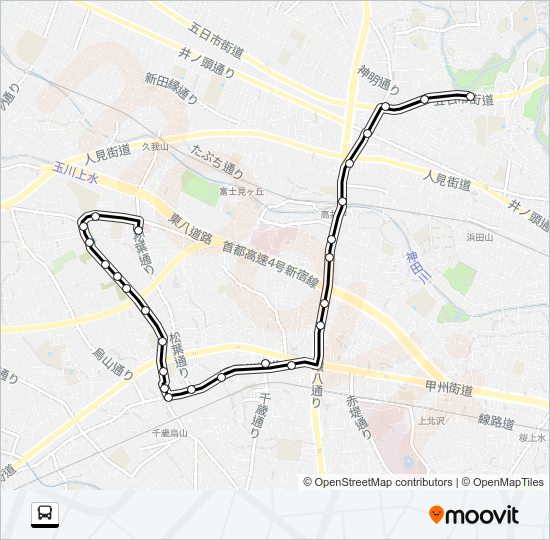 五日市（営）〜久我山病院 Bus Line Map