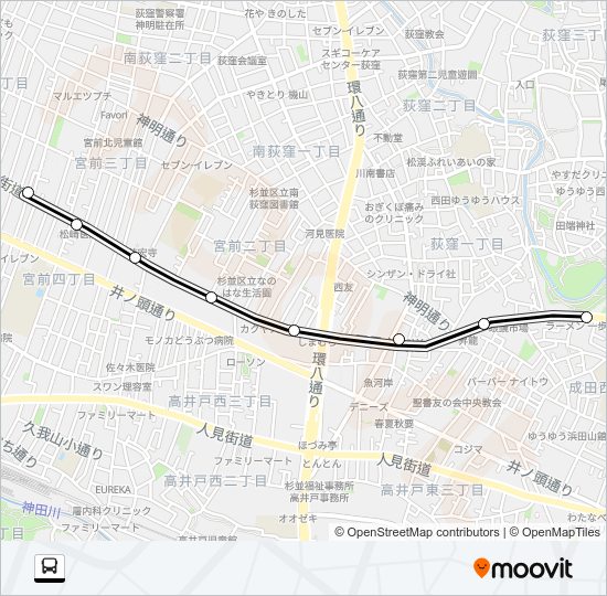 五日市（営）〜宮前３丁目 Bus Line Map