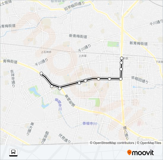 井荻駅〜青梅街道営業所Ｉ Bus Line Map