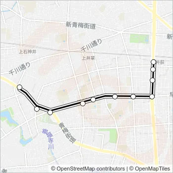 井荻駅〜青梅街道営業所Ｎ Bus Line Map