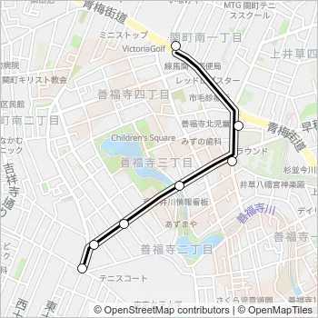 南善福寺〜青梅街道（営） Bus Line Map