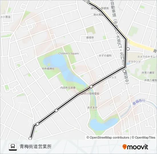 南善福寺〜青梅街道（営） バスの路線図