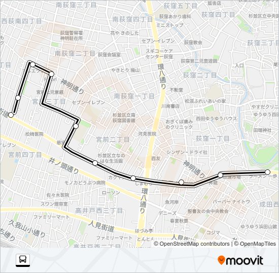 宮前３丁目〜五日市（深） Bus Line Map
