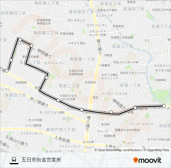 宮前３丁目〜五日市（深） Bus Line Map
