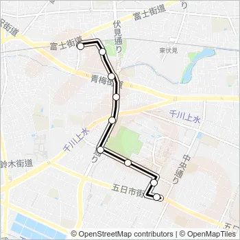 柳沢駅前〜武蔵野（営）Ｈ Bus Line Map