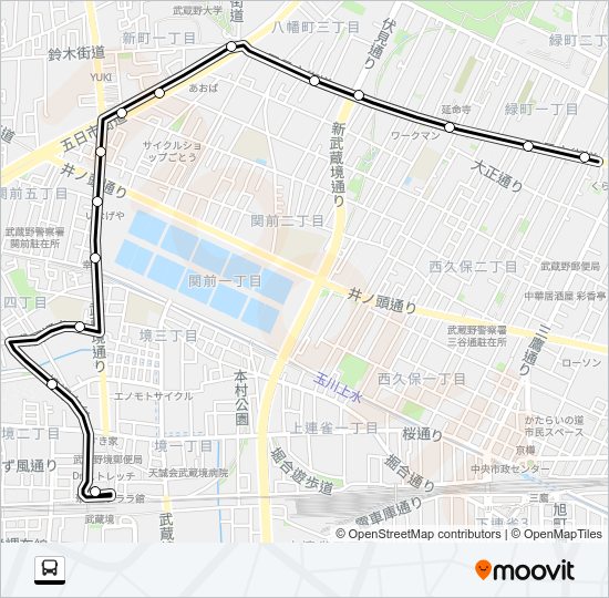武蔵境駅〜武蔵野（営）Ｙ Bus Line Map