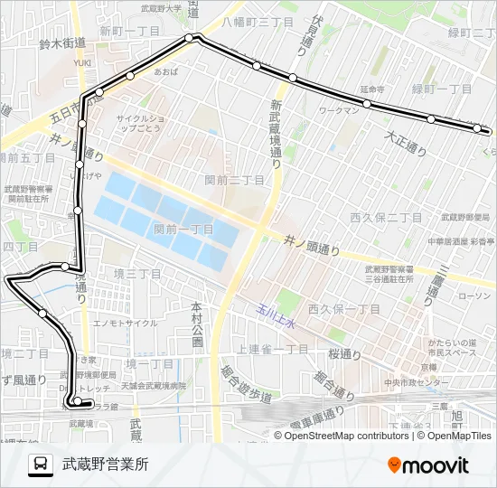武蔵境駅〜武蔵野（営）Ｙ Bus Line Map