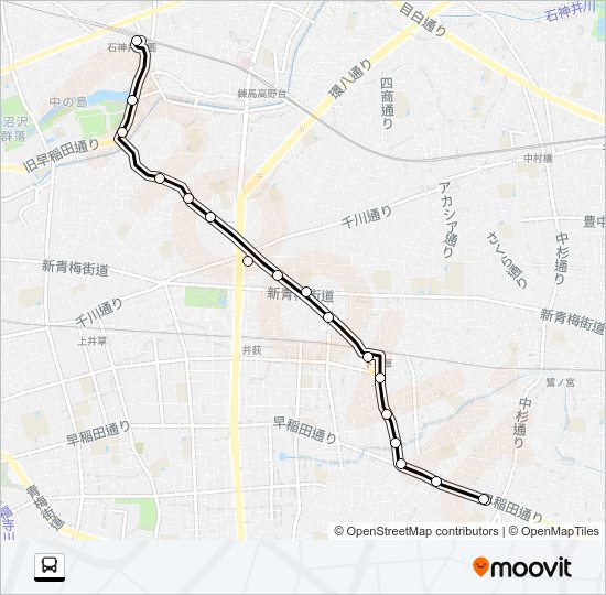 石神井公園駅〜阿佐谷（営 Bus Line Map