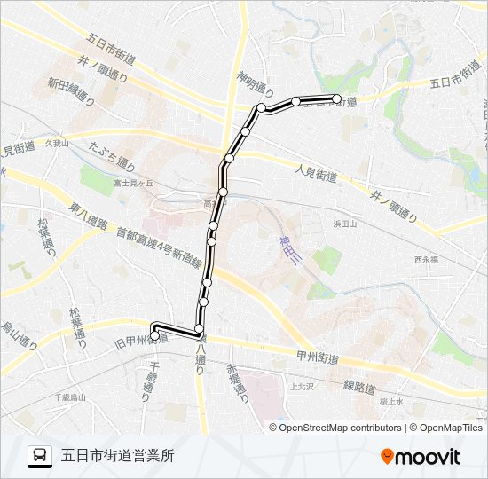 芦花公園駅〜五日市（営） Bus Line Map