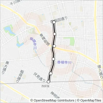 西荻窪駅〜青梅（営）：今 Bus Line Map
