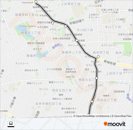 西荻窪駅〜青梅（営）Ｒ桃 Bus Line Map