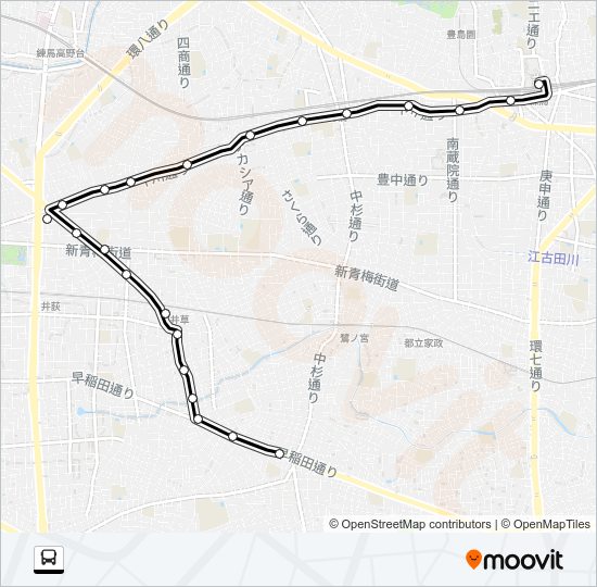 阿佐谷営業所〜練馬駅：下 Bus Line Map