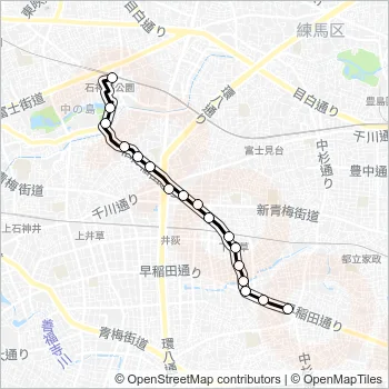阿佐谷（営〜石神井公園駅 Bus Line Map