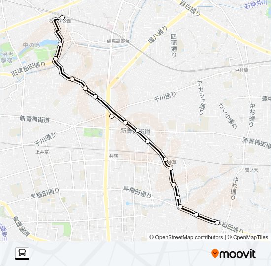 阿佐谷（営〜石神井公園駅 Bus Line Map