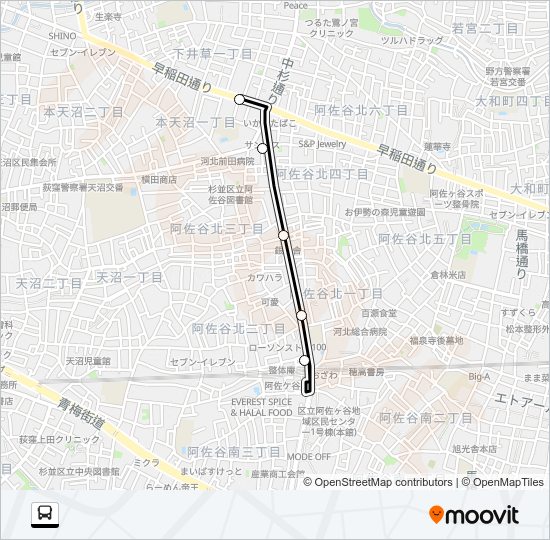 阿佐谷（営）〜阿佐谷駅石 Bus Line Map