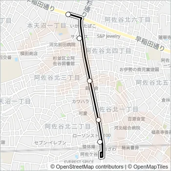 阿佐谷（営）〜阿佐谷駅Ａ Bus Line Map