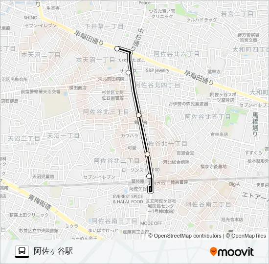 阿佐谷（営）〜阿佐谷駅Ａ バスの路線図