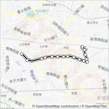 青梅街道営業所〜下井草駅 Bus Line Map