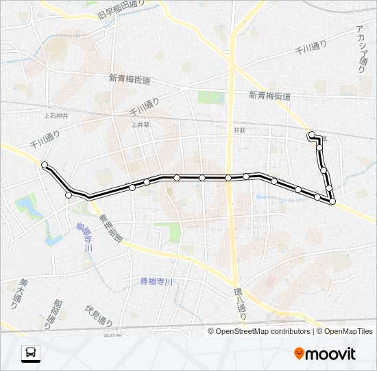 青梅街道営業所〜下井草駅 Bus Line Map