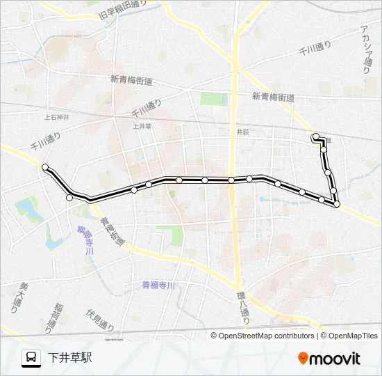 青梅街道営業所〜下井草駅 Bus Line Map