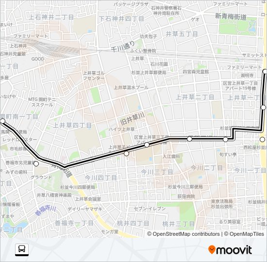 青梅街道営業所〜井荻駅Ｉ Bus Line Map