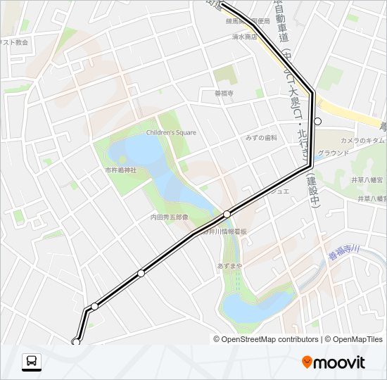 青梅街道（営）〜南善福寺 Bus Line Map