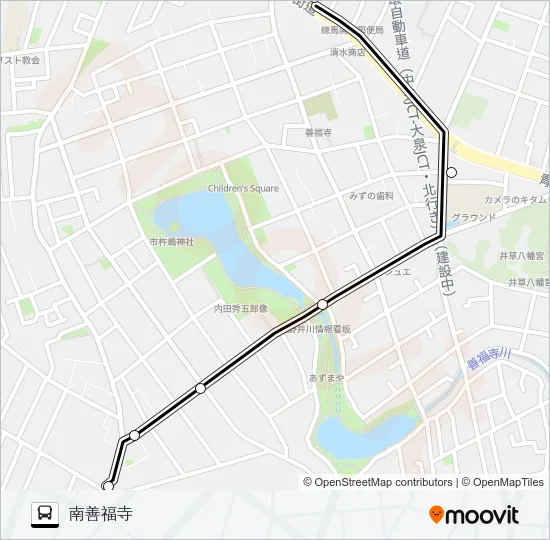 青梅街道（営）〜南善福寺 バスの路線図