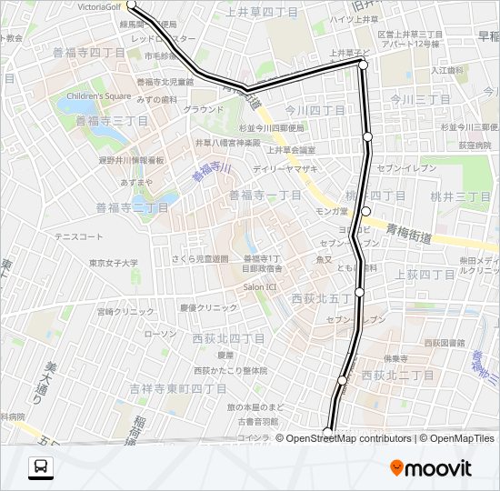 青梅（営）〜西荻窪駅：今 Bus Line Map