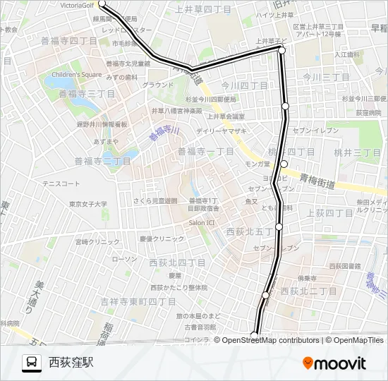 青梅（営）〜西荻窪駅：今 Bus Line Map