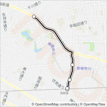青梅（営）〜西荻窪駅Ｎ桃 Bus Line Map