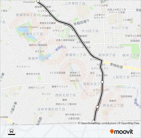 青梅（営）〜西荻窪駅Ｎ桃 Bus Line Map