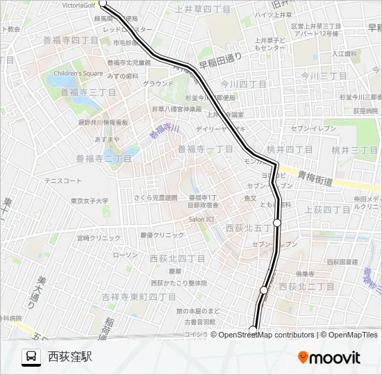 青梅（営）〜西荻窪駅Ｎ桃 Bus Line Map
