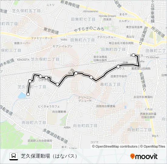 ＮＩ田無駅〜芝久保運動場 Bus Line Map
