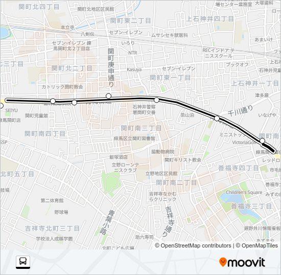北裏〜青梅街道（営）（深） Bus Line Map