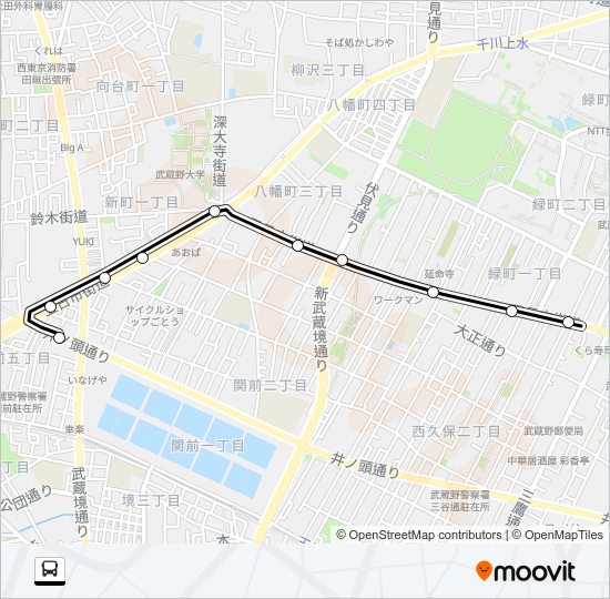 関前西公園〜武蔵野（営）　深 Bus Line Map