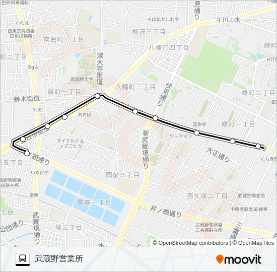 関前西公園〜武蔵野（営）　深 Bus Line Map