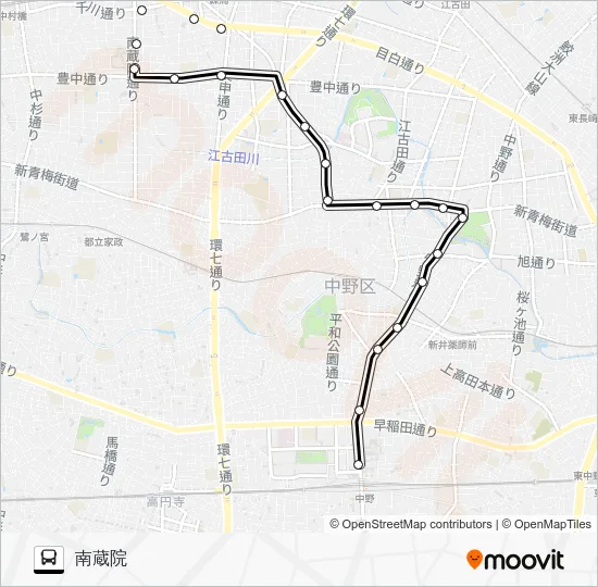 中９２ バスの路線図