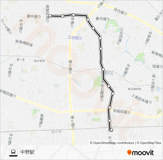 中９２ バスの路線図