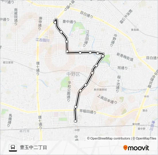 中９２ バスの路線図